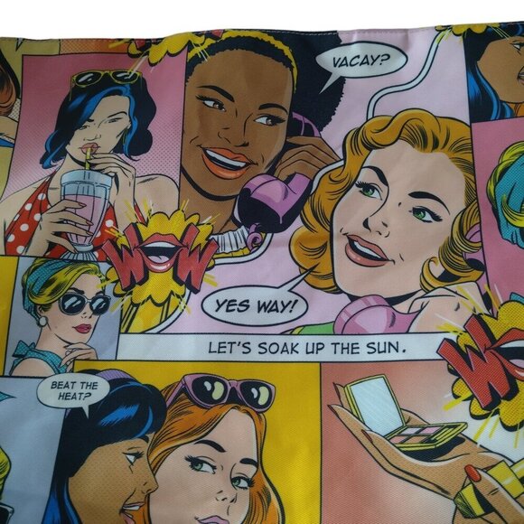 Estee Lauder Cosmetic Vacation Multicolored Beach Tote Bag Comic Strip - Picture 4 of 6